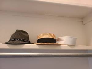 lot 1730 image: Mens hats. One Stetson, straw hat and a Naval hat