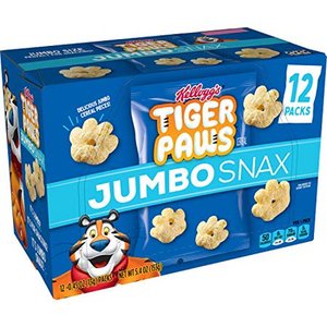 lot 42014 image: Kelloggs Tiger Paws Jumbo Snax, Cereal Snacks, Original, On the Go, 12 - .45 oz bags (Pack of 4, 48 count total)