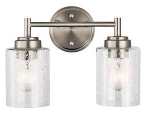 lot 42059 image: Vanity Light Fixtures, 2-Lights Bathroom Light with Clear Glass Shade Brushed Nickel for Bathroom Lighting, Kitchen, Living Room, Attic