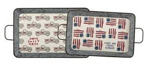 lot 42087 image: Primitives by Kathy Home D�cor Tray Set with Stars and Stripes, Home Sweet Home Sentiments