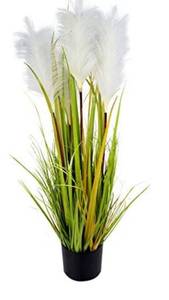 lot 42091 image: 36 Faux Pampas Grass Large Potted Plants,Artificial Pompous Grass Tall Fake Indoor Plants for Home Decor(Yellow and Green