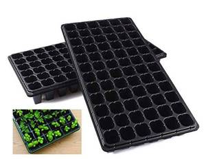 lot 42095 image: 10 Pack Seed Starter Kit, 72 Cell Seedling Trays Gardening Germination Plastic Tray Nursery Pots Mini Propagator Plant Grow Kit Plug Tray Starting Trays for Seedling Germination