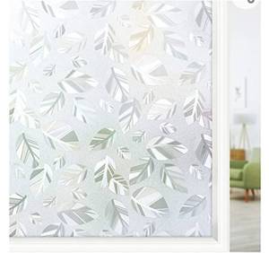 lot 42131 image: bofeifs Static Cling Privacy Window Film 23.6 x 78.7 Inches Non-Adhesive Leaf Window Cling Decorate Home Office Anti UVHeat Control