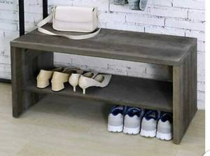 lot 42156 image: MyGift 36 Inch Vintage Gray Wood Entryway Bench Seat with Shoe Storage Shelf