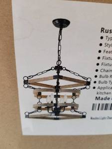 lot 42194 image: RUSTIC WOODEN CHANDELIER