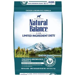 lot 42196 image: Natural Balance L.I.D. Limited Ingredient Diets Dry Dog Food, 26 Pounds, Chicken & Brown Rice Formula