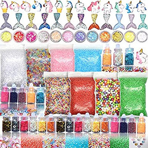 lot 1037 image: 70PCS Slime Add Ins Slime Kit Floam Beads Fish Bowl Beads Mreaind Unicorn Slime Charms Glitter Jars Slime Supplies Kit
