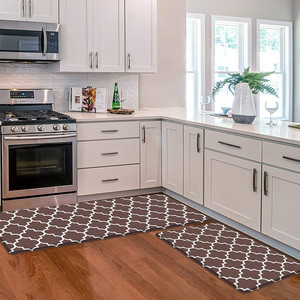 lot 1045 image: KMAT Kitchen Mat 2 PCS Cushioned Anti-Fatigue Kitchen Rug, Waterproof Non-Slip Kitchen Mats and Rugs Heavy Duty PVC Ergonomic Comfort Standing Foam Mat for Kitchen