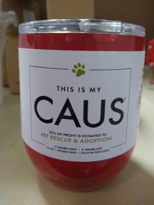 lot 1049 image: This is my cause red drink tumbler for pet adoption