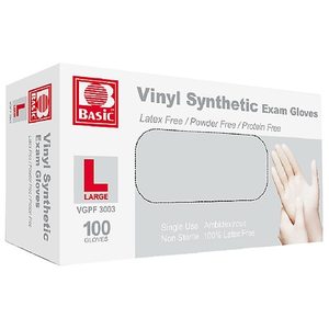 lot 1074 image: Basic Vinyl Synthetic Exam Gloves 10 boxes of 100 per box