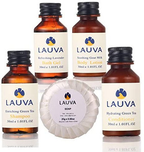 lot 1107 image: Lauva 5-Piece Travel Size Toiletries Bulk 15 of each item