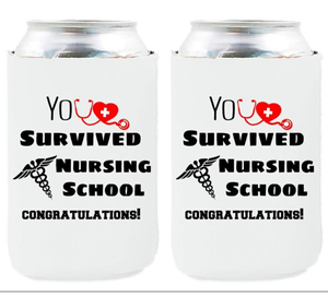 lot 1116 image: Neoprene Beer Can Cooler- Nurse Can cooler, Nurse Gifts, Nurse Graduation Party Decorations, Nurse Appreciation Gifts - Set of 2