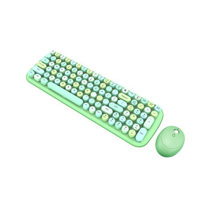 lot 1136 image: CANDY Keyboard Mouse Combo Wireless 2.4G Mixed Color 84 Key Mini Keyboard Mouse Set with Circular Punk Key Caps Green may vary slightly from stock photo