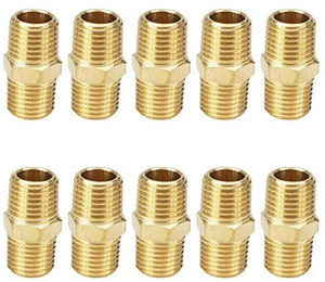 lot 1160 image: 10 Pcs Brass Pipe fittings, Male Hex Nipple adapter coupler