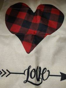 lot 1187 image: Love with buffalo plaid heart garden flag
