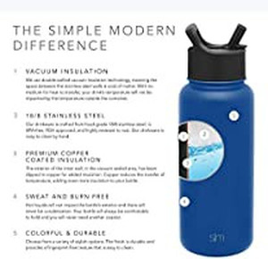 lot 3945 image: Simple Modern 14 Ounce Summit Kids Water Bottle - Travel Mug Stainless Steel Tumbler Flask 2 Lids - Wide Mouth Double Wall Vacuum Insulated Blue Leakproof -Twilight