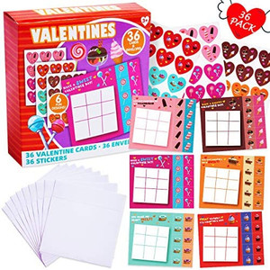 lot 8399 image: Set of 36 Valentines Day Gift Cards, Game Cards with Envelopes and Stickers for Valentines Day, School, Class Swap, Greeting Cards, Valentines Party Favors