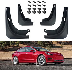 lot 8443 image: 4pcs Compatible with Tesla Model 3 2016-2021 Splash Guards Mudguards, No Drilling Holes Needed, Fender Accessories