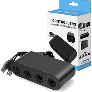 lot 1196 image: Team Controller Adapter for Gamecube, Compatible with Nintendo Switch, Super Smash Bros Switch Gamecube Adapter for WII U, PC, 4 Port ,Black, W046