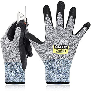 lot 1211 image: Level 5 Cut Resistant Gloves Cru553, 3D Comfort Stretch Fit, Power Grip, Durable Foam Nitrile, Pass FDA Food Contact, Smart Touch, Thin & Lightweight, Grey 9 (L) 1 Pair unbranded