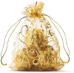 lot 1213 image: 100pcs Drawstring Organza Bag 5x3.5  Inches Champagne Eyelash for Jewelry Candy Pouches Chocolate Wedding Party Favor Gift Bags Soap,LipSense Bags(Champagne Eyelash