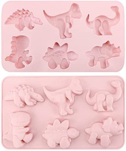 lot 1216 image: Dinosaur Molds, Non-Stick Silicone Dinosaur Mold for Making Dinosaur Crayon Chocolate Candy pink and grey not all pink
