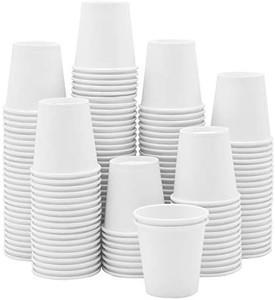 lot 1224 image: 300 Count 3 oz. Small Paper Bathroom Cups, Disposable Mini Mouthwash Cups - cream not white