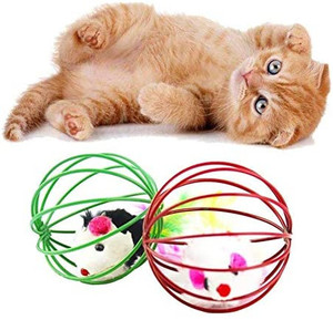 lot 1243 image: Gilroy Cage, Wire Plush Mouse Cage, Funny Cat Toy, Interactive Hide Balls Toy, Random Color 4 pack