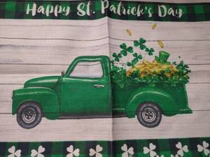 lot 1267 image: 4 pack St.Patricks day place mats buffalo plaid and farm truck
