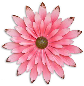 lot 1292 image: 5 Metal Daisy Flower Wall Decor,Fuchsia 12 inches