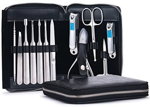 lot 1300 image: Esup Professional Manicure Set Pedicure Set Nail Clippers, 12-Piece Stainless Steel Grooming kit with Leather Travel Case, Perfect Christmas Gifts for Women and Men