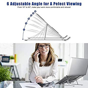 lot 1302 image: Laptop Stand Adjustable Computer Stand Aluminum Riser Holder Compatible with MacBook Air Pro, HP, Dell, More 10-17.3 Laptops Collapsible and Non-Slip Metal