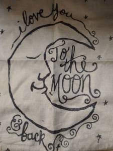 lot 1306 image: I love you to the moon and back burlap look throw pillow cover 16x16 inches