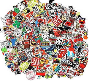 lot 1309 image: Cool Sticker 100pcs Random Music Film Vinyl Skateboard Guitar Travel Case Sticker Door Laptop Luggage Car Bike Bicycle Stickers (100pcs) varies