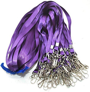 lot 1314 image: Purple Lanyard Bulk Lanyards for Id Badges Flat Lanyard with Badge Clip Swivel Hook Beebel 100 Pack