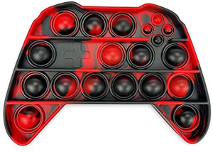 lot 1334 image: Push Pop Fidget Toy Game Controller Handle Gamepad Shape, Tie-dye Popper Sensory Bubble Fidget Toy, Silicone Popper Squeeze Toy, Stress Reliever Toy for Kids and Adults Autism(BlackRed