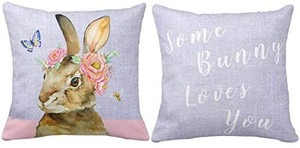 lot 8500 image: Zepolu Set of 2 Purple Rabbit 18  X 18  Cotton and Linen Pillow Sham Set of 2 (Pack of 2), Butterfly Design