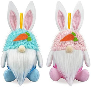 lot 8522 image: 2Pcs Easter Bunny Gnomes Candy Jar Ornaments - Spring Easter Decorations - Large Easter Rabbit Cookie Candy Storage Container Jar for Home Office - Spring Easter Party Bunny Gnomes Hanging Ornament