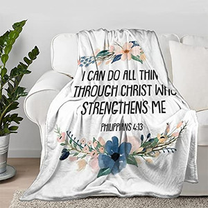 lot 8523 image: Philippians 4-13 Throw Blanket Quilt Bedspread Flannel Ultra Soft Microfiber Luxurious Warm Cozy Bed Camping Couch Home Decor different design see pics