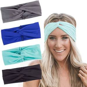 lot 8525 image: BOHO Turban Headbands for Women Twisted Boho Headwrap Yoga Workout Sport Thick Head Bands 3 PACK SEE PICS FOR DESIGN