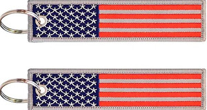 lot 8530 image: USKey 2 Pcs in Set American Flag Keychain Motorcycles, Backpacks, Luggage, and Gifts Key Ring and Carabiner, RedWhite, Large