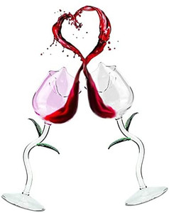 lot 8556 image: Unique Creative Rose Shaped Goblet Wine Glass Set of 2 for Women, Cute Rose Flower Design Wine Glass Collection Tall Drinking Goblets Glasses DrinkwarePretty Cocktail Glasses for Festival both clear
