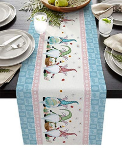 lot 8580 image: Table Runner Gnome Easter Egg Bunny Dresser Scarves Table Setting Decor Egg Hunt Daisy Floral for Garden Wedding Parties Dinner Easter Home Decoration Spring Holidays see last pics for design