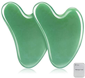 lot 8591 image: Gua Sha Facial Tools - 2 Pack Gua Sha Massage Tool�� Natural Jade Gua Sha, Relieve Muscle Tensions Reduce Puffiness