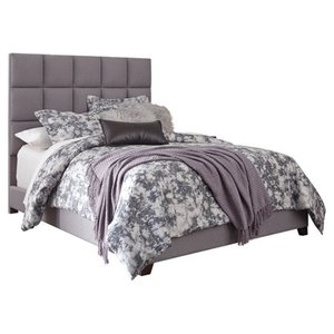 lot 2886 image: Signature Design by Ashley Dolante Modern Tufted Panel Bed w Headboard (King Size)