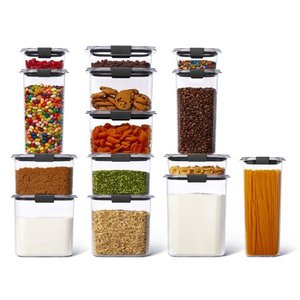 lot 3196 image: Rubbermaid Brilliance Plastic Food Storage Pantry Containers Set