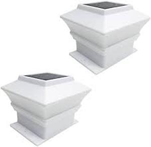 lot 3096 image: iGlow Outdoor Garden Solar LED Post Deck Caps (2 PACK)