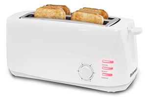 lot 4239 image: Elite Cuisine ECT-4829 Long Slot Cool Touch Toaster with Extra Wide 1.25 Slots for Bagels and Specialty Breads, Cancel, Reheat, Defrost, 6 Settings, Space Saving Design, 4 Slice, White