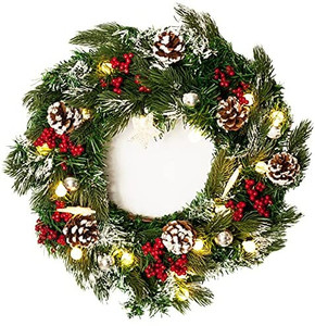 lot 4245 image: Hayysy Christmas Wreath for Front Door,20 inch LED Artificial Christmas Door Decorations Christmas Wreaths