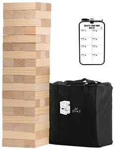 lot 4269 image: Medium Tower Yard Outdoor Games Wooden Stacking Games for Adults and Family Lawn Games - Includes Rules and Carrying Bag-54 Pcs Premium Wood